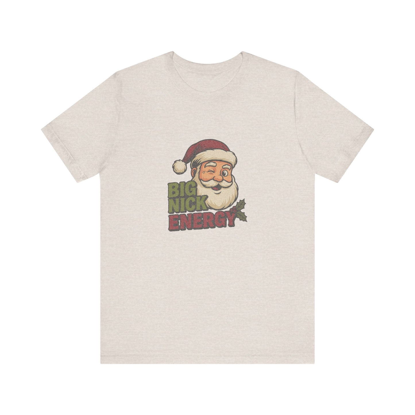 Big Nick Energy — Retro Santa Christmas Tee (Light)