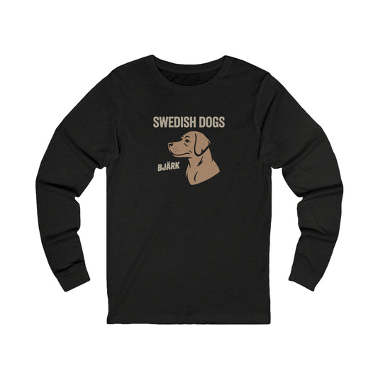 His Bjärk Is Worse Than His Bite – Minimalist Dog Pun Retro Long Sleeve (Dark)