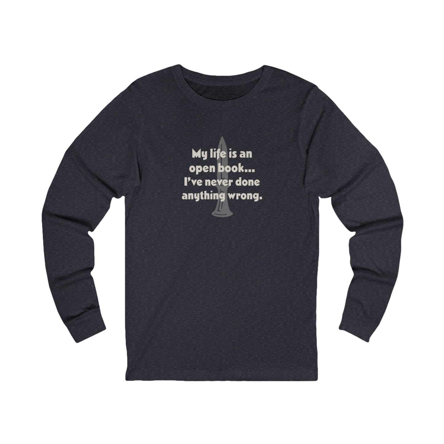 My Life Is an Open Book, I've Never Done Anything Wrong — Clue Retro Long Sleeve (Dark)