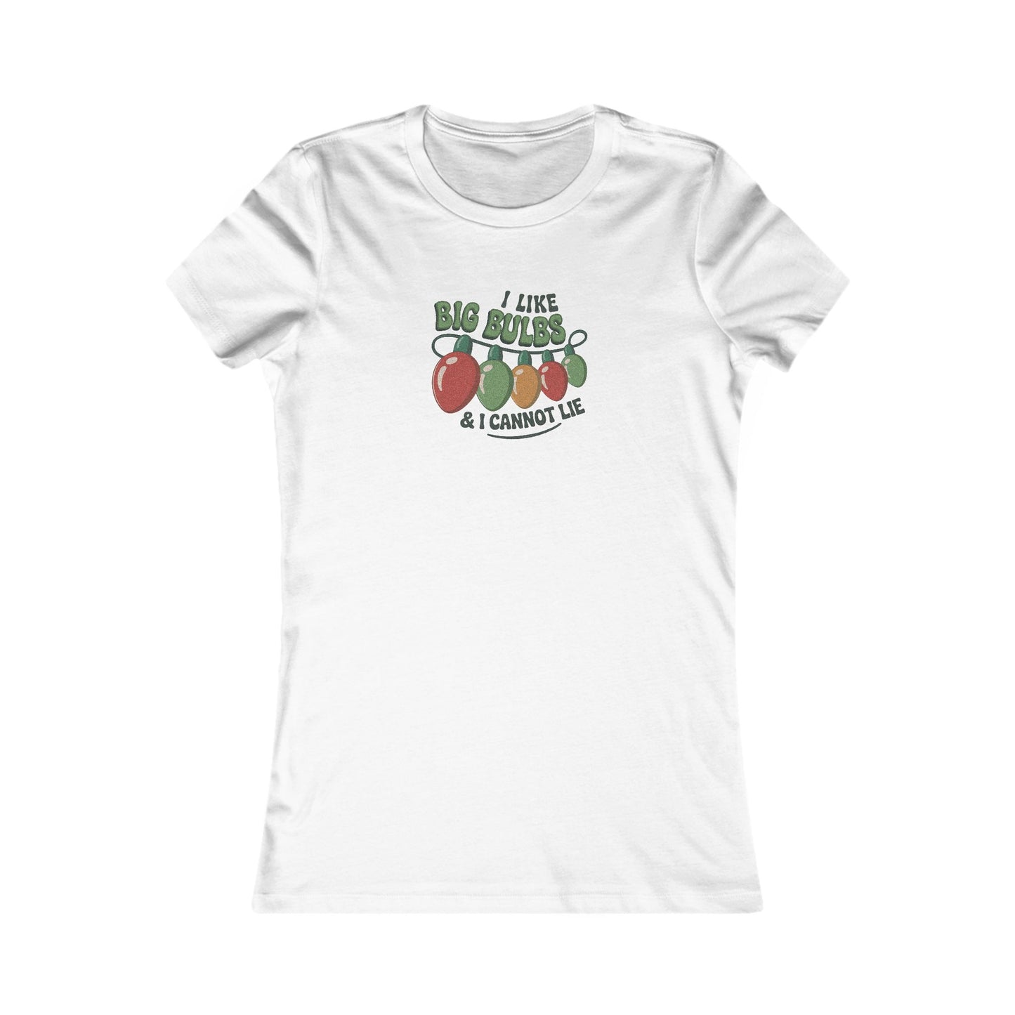 I Like Big Bulbs and I Cannot Lie — Christmas Lights Retro Women's Tee (Light)