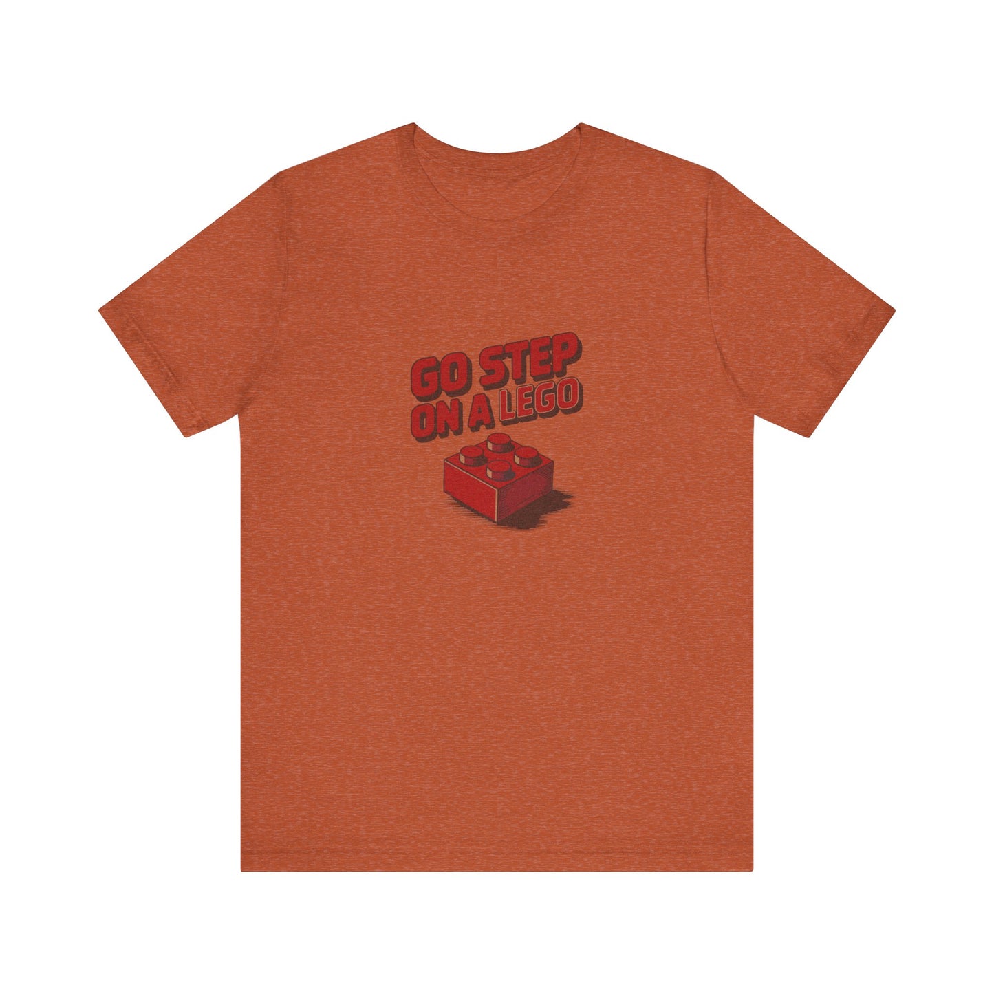 Go Step on a LEGO — Red Plastic Brick Retro Tee (Light)