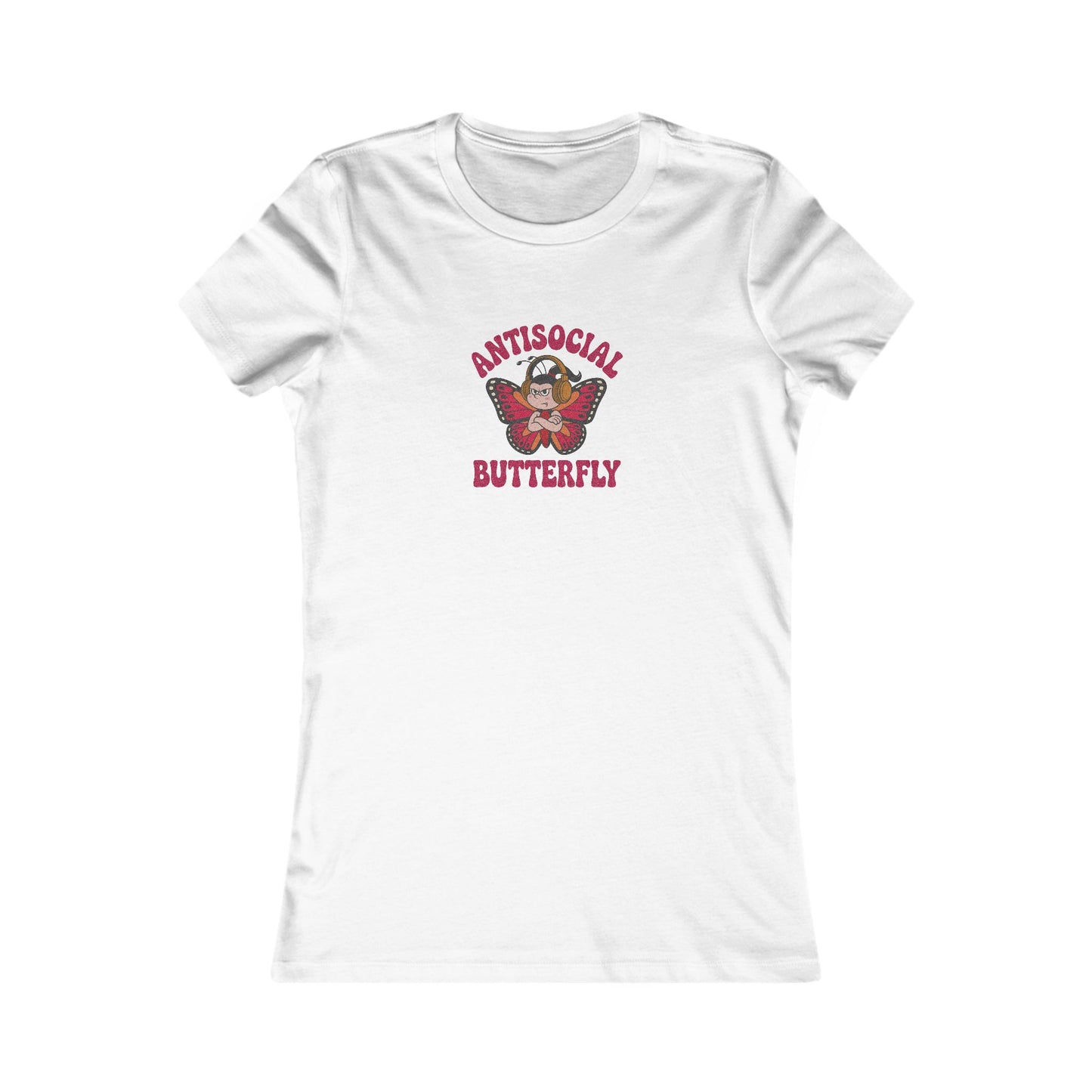 Antisocial Butterfly (Female) — Retro Workout Women's Tee (Light)