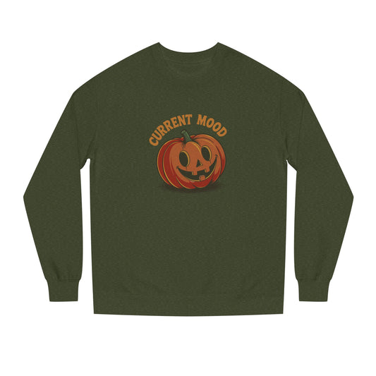 Current Mood (Cute Pumpkin) — Retro Halloween Sweatshirt (Dark)