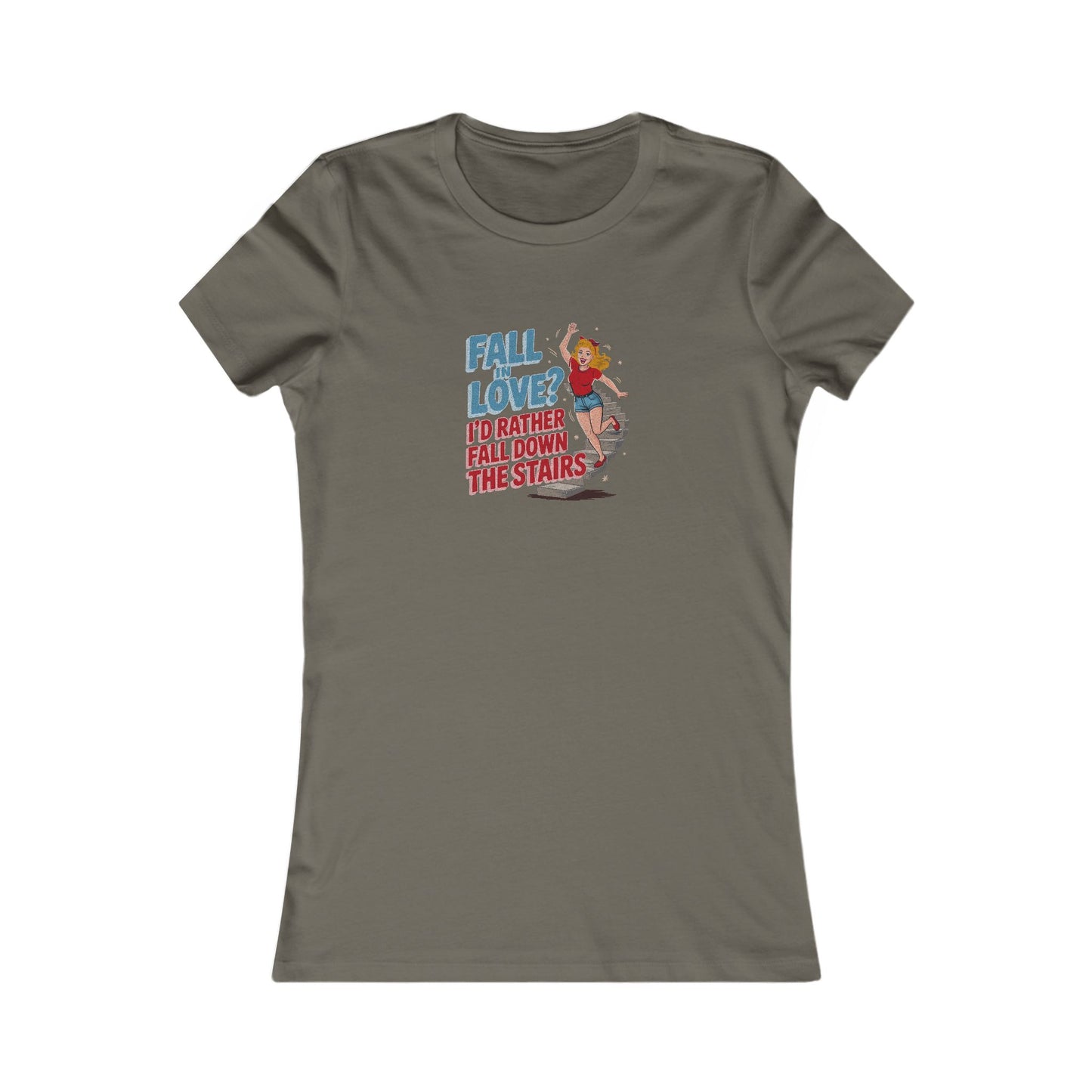 Fall in Love? I'd Rather Fall Down the Stairs — Retro Women's Tee (Dark)
