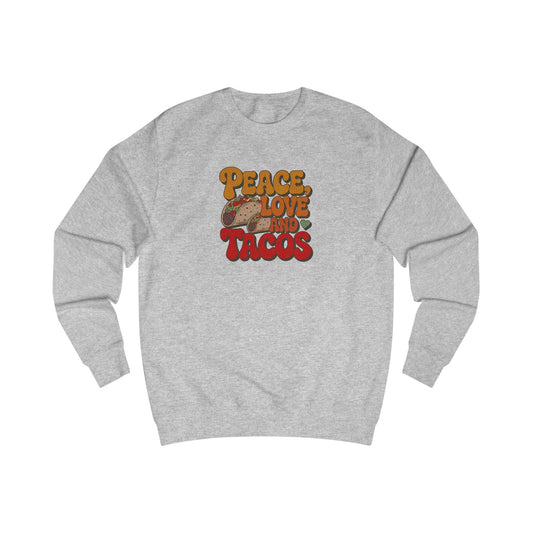 Peace, Love, and Tacos — Retro Foodie Sweatshirt (Light)