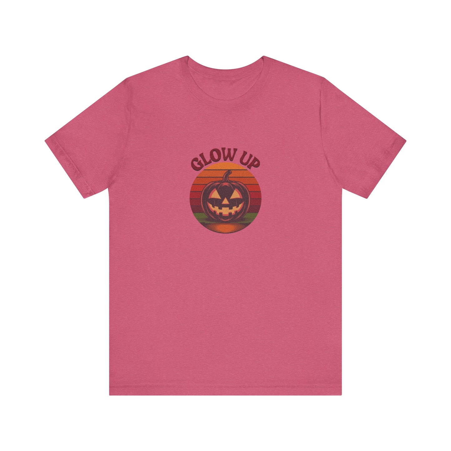 Halloween Glow Up Pumpkin — Retro Autumn Sunset Tee (Light)