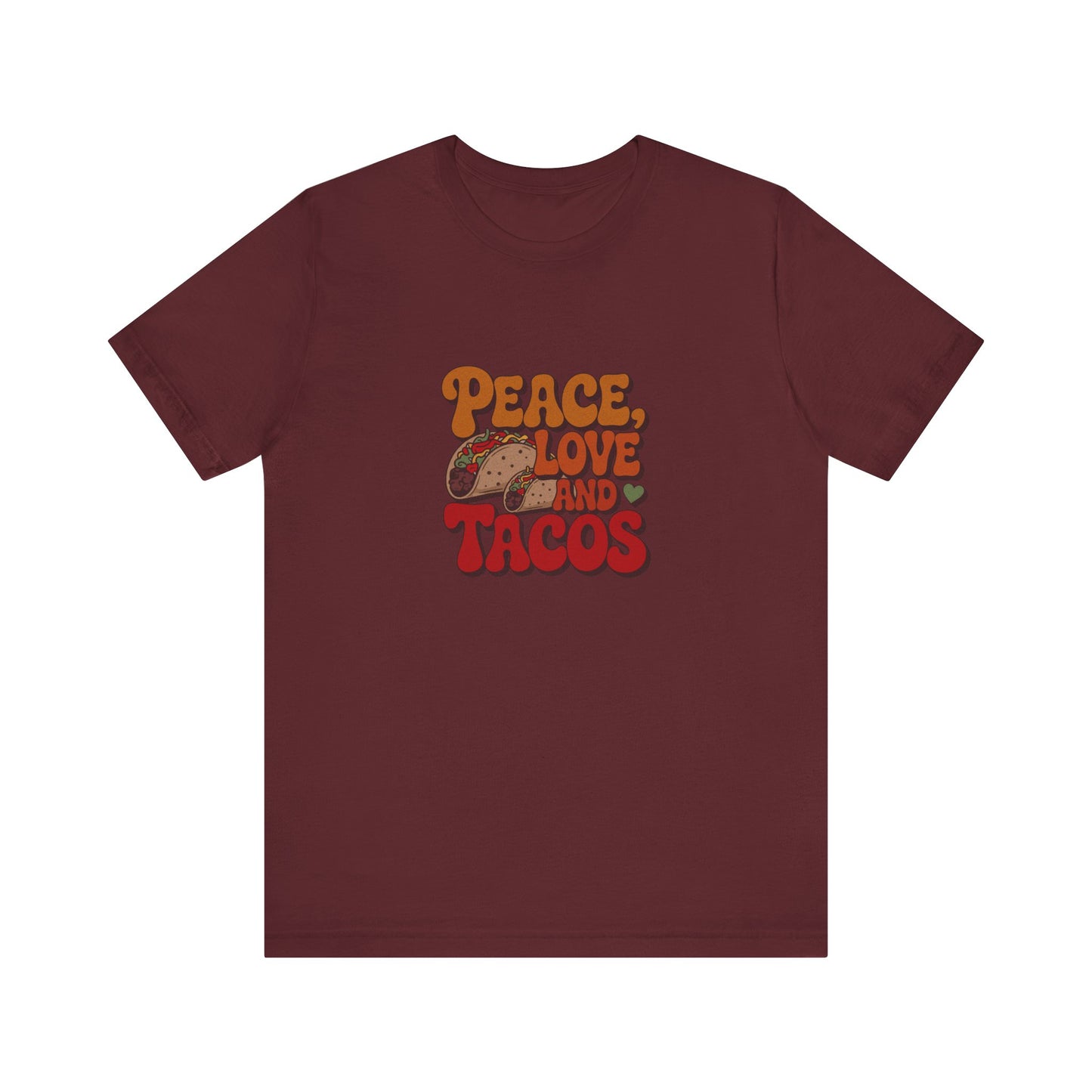 Peace, Love, and Tacos — Retro Foodie Tee (Dark)