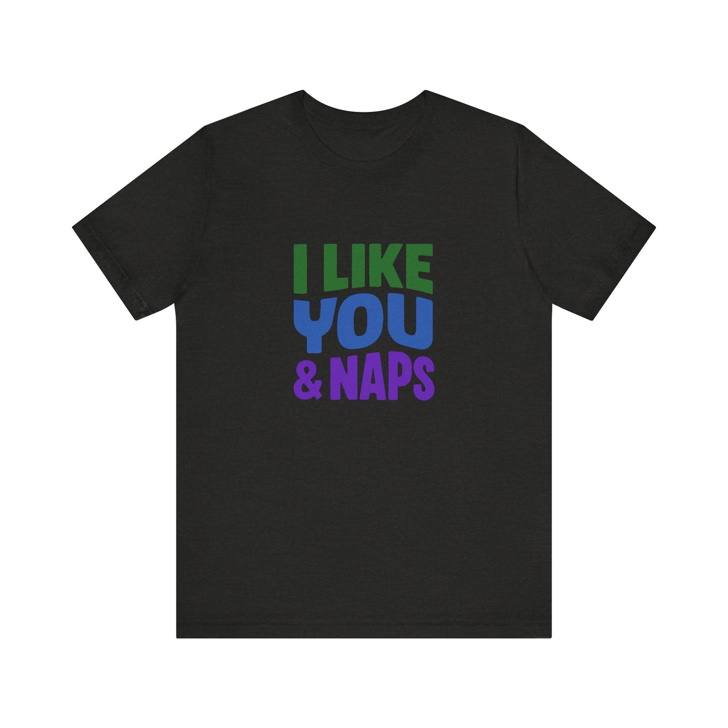 I Like You & Naps (Cool Gradient) — Retro Loungewear Tee (Dark)