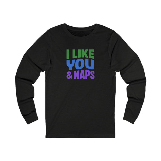 I Like You & Naps (Cool Gradient) — Retro Loungewear Long Sleeve (Dark)