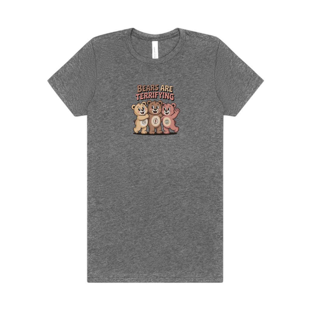 Bears Are Terrifying (Cute Remix) — Retro Women's Tee (Light)