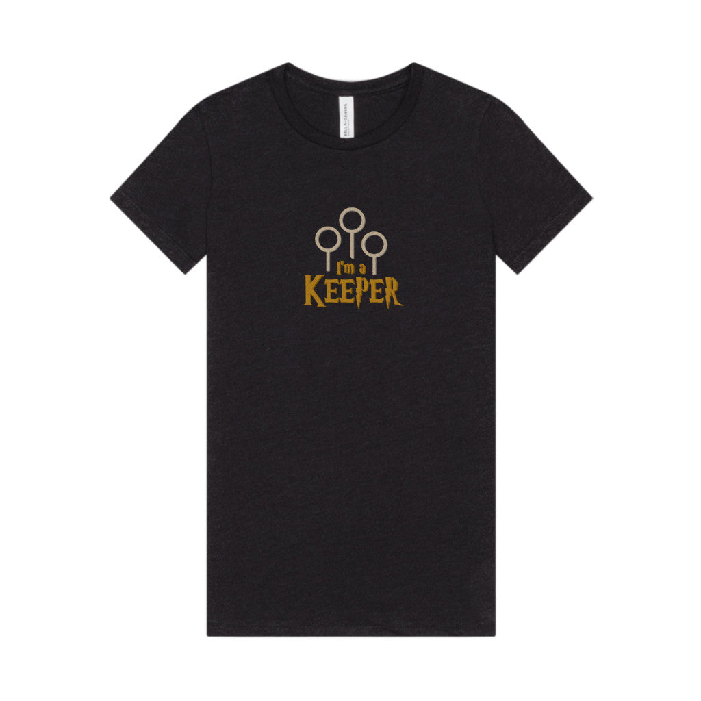 I’m a Keeper — Harry Potter Quidditch Retro Women's Tee (Dark)