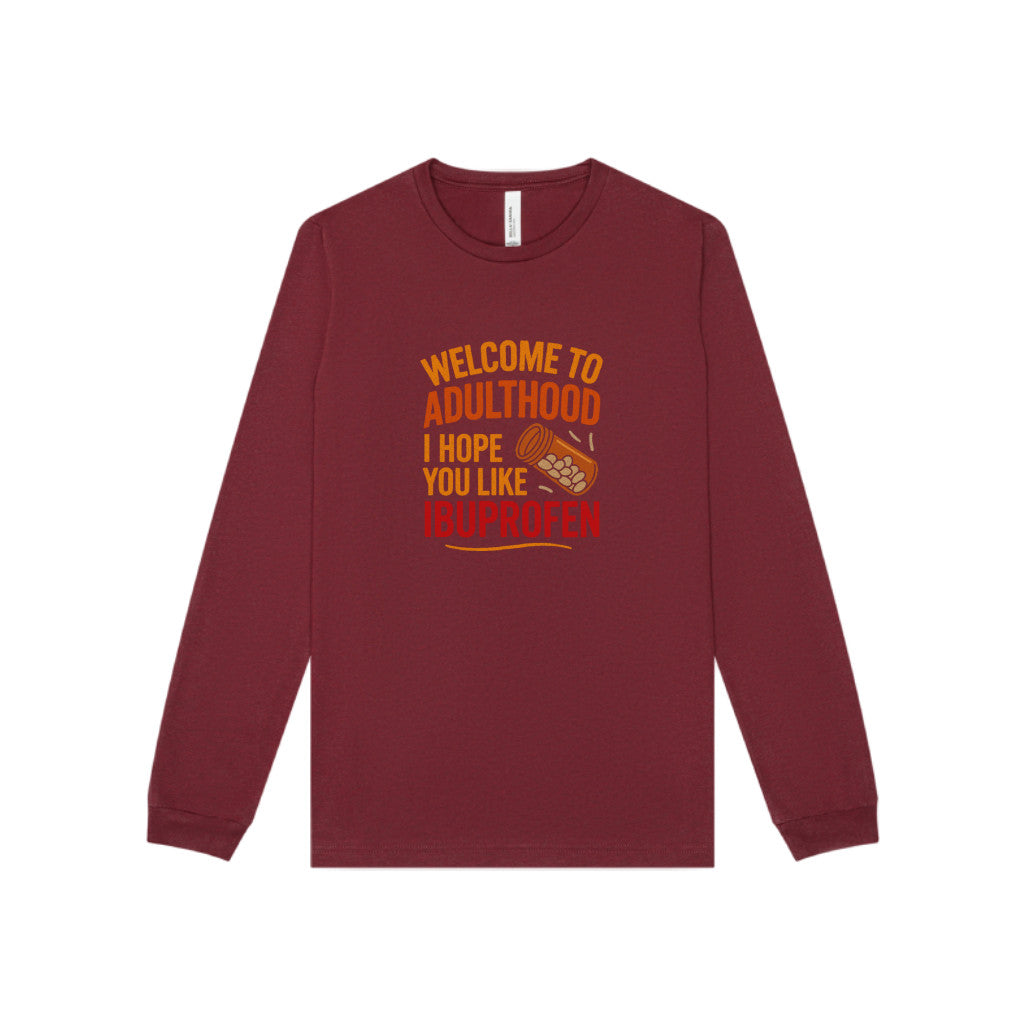 Welcome to Adulthood (Ibuprofen) — Retro Long Sleeve (Dark)