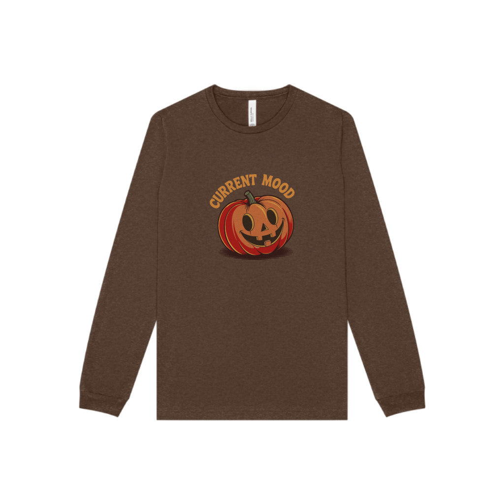Current Mood (Cute Pumpkin) — Retro Halloween Long Sleeve (Dark)