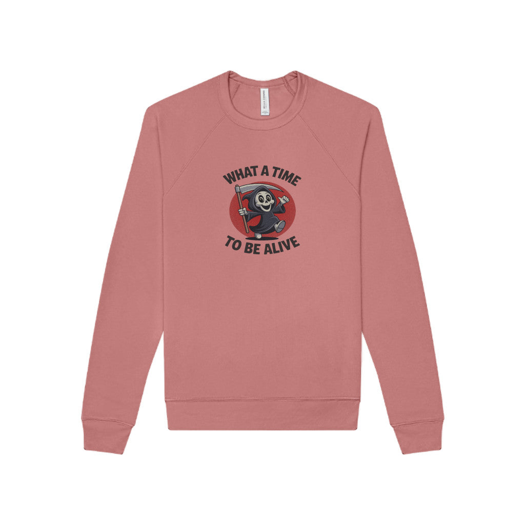 What a Time to Be Alive (Cute) — Lil Reaper Retro Sweatshirt (Light)