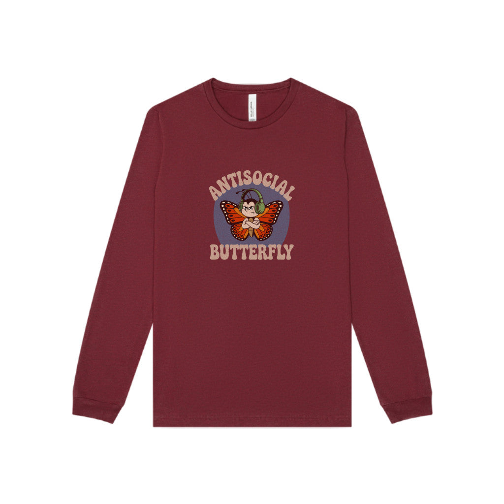 Antisocial Butterfly (Male) — Retro Workout Long Sleeve (Dark)