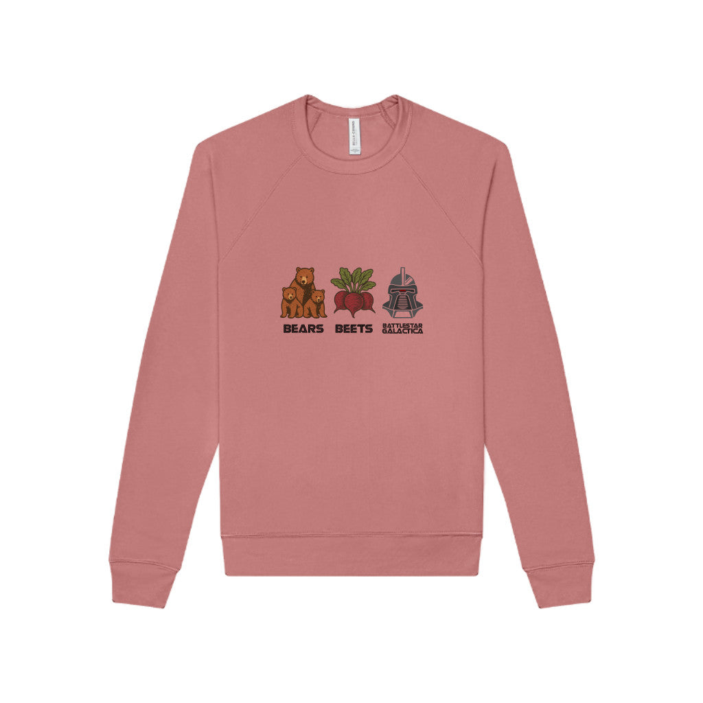 Bears, Beets, Battlestar (Captions) — Retro Sweatshirt (Light)