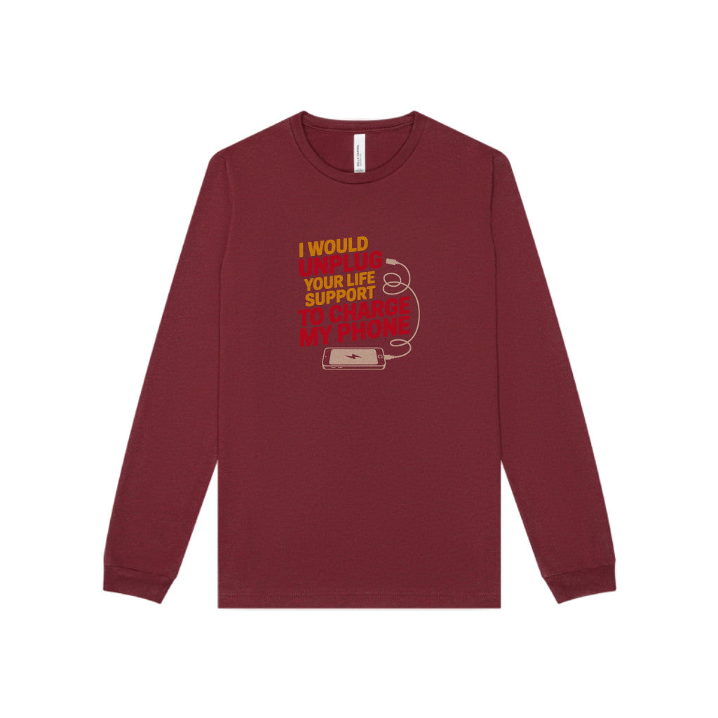 Your Life Support < Charging My Phone — Retro Long Sleeve (Dark)