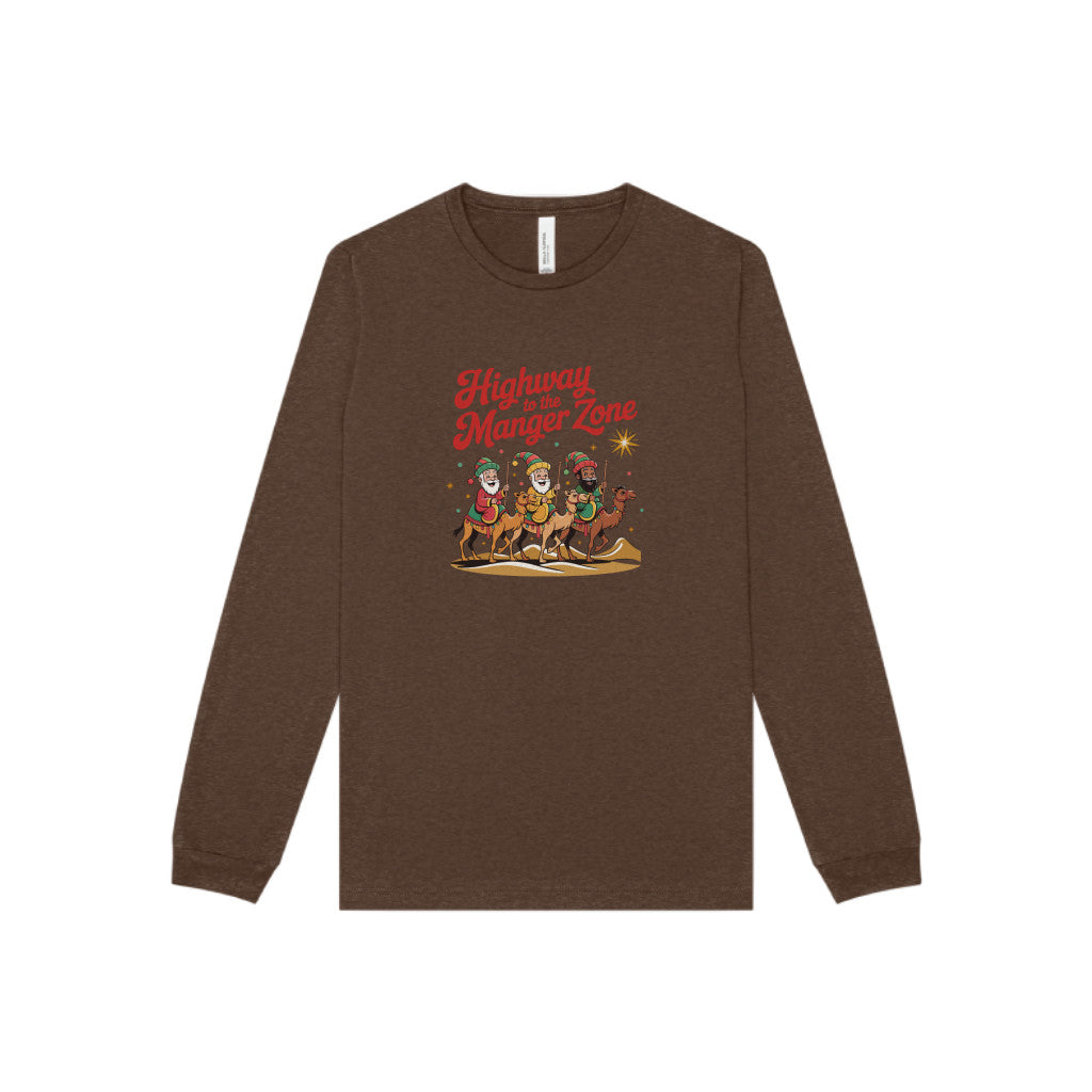 Highway to the Manger Zone — Top Gun-Inspired Christmas Long Sleeve (Dark)