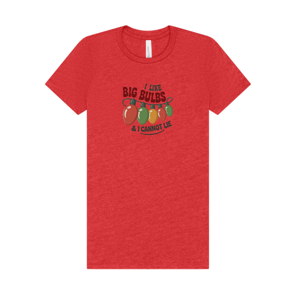 I Like Big Bulbs and I Cannot Lie — Christmas Lights Retro Women's Tee (Light)