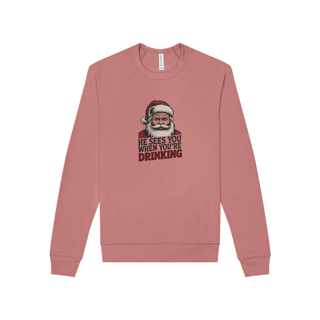 He Sees You When You're Drinking — Judgmental Santa Sweatshirt (Light)