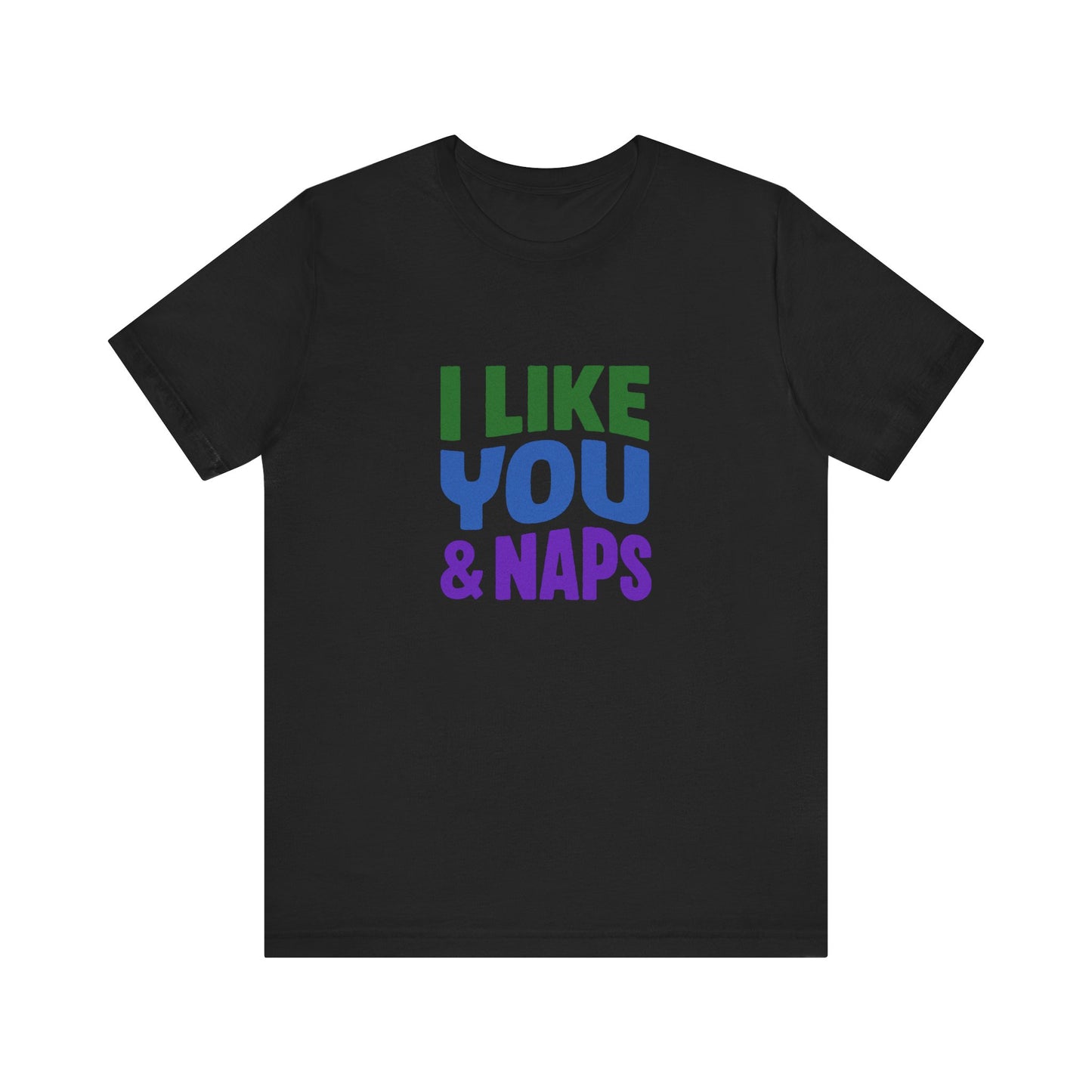 I Like You & Naps (Cool Gradient) — Retro Loungewear Tee (Dark)