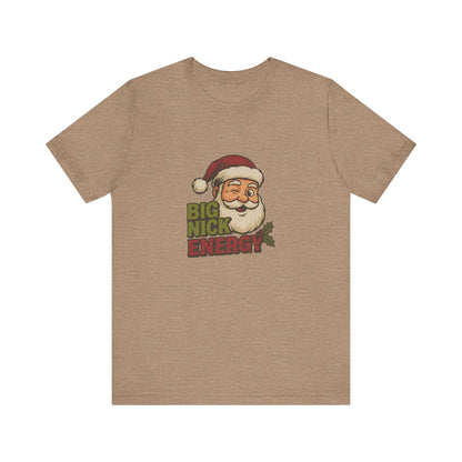 Big Nick Energy — Retro Santa Christmas Tee (Light)