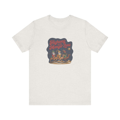 Highway to the Manger Zone — Top Gun-Inspired Christmas Retro Tee (Light)