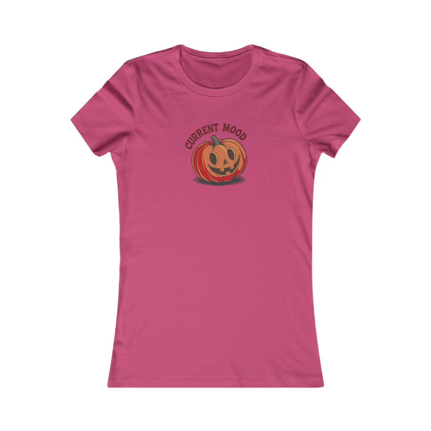 Current Mood (Cute Pumpkin) — Retro Halloween Women's Tee (Light)