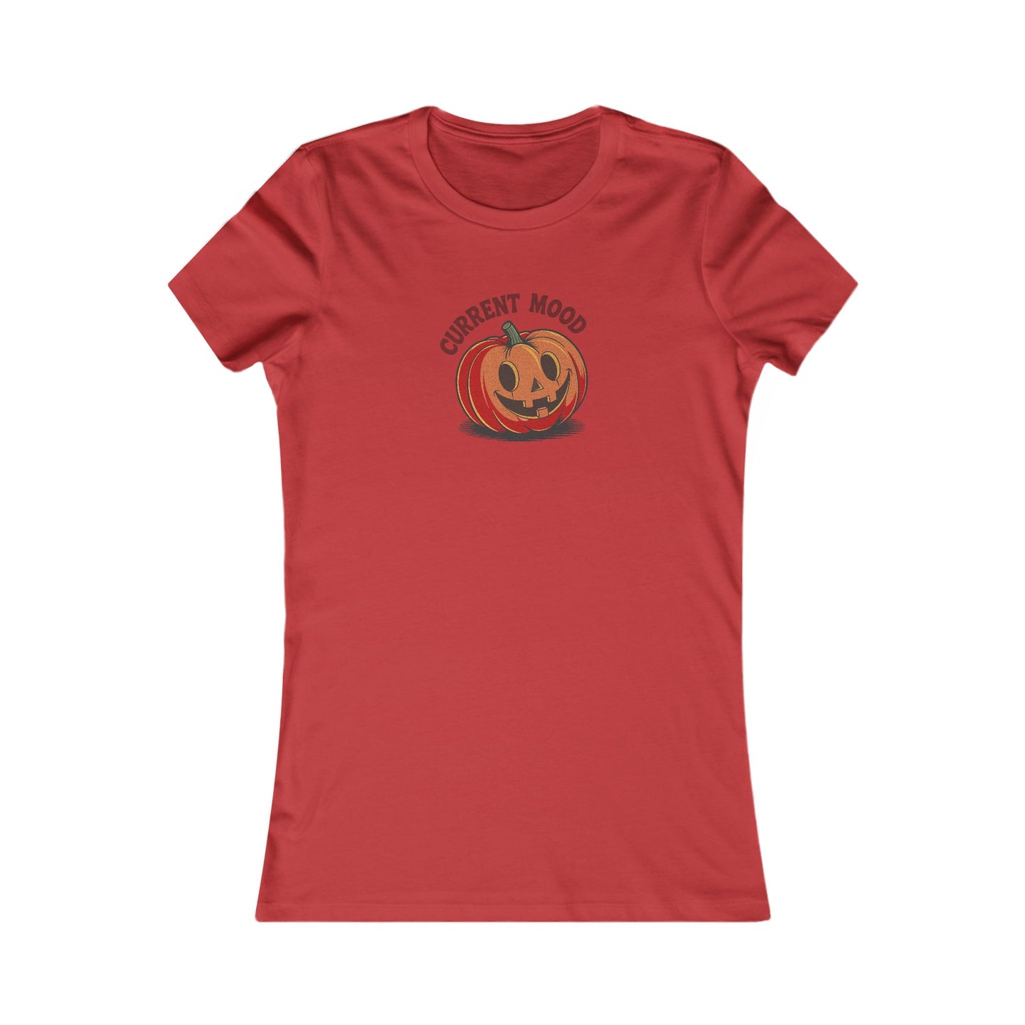 Current Mood (Cute Pumpkin) — Retro Halloween Women's Tee (Light)