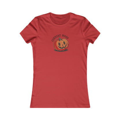 Current Mood (Cute Pumpkin) — Retro Halloween Women's Tee (Light)