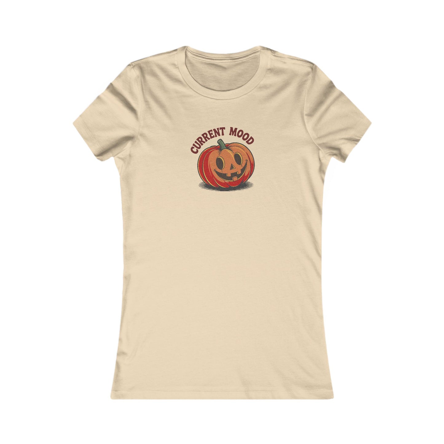 Current Mood (Cute Pumpkin) — Retro Halloween Women's Tee (Light)