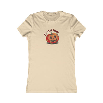 Current Mood (Cute Pumpkin) — Retro Halloween Women's Tee (Light)