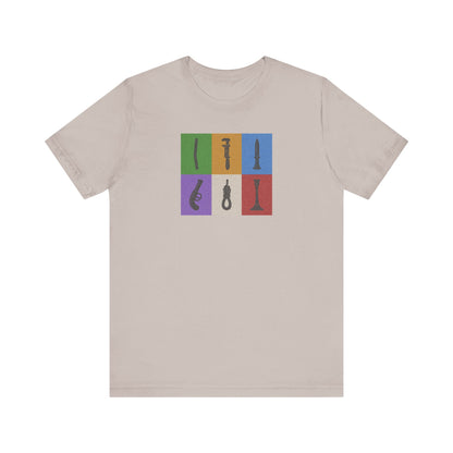 Six Ways Into the Evidence Locker — Clue Retro Tee (Light)