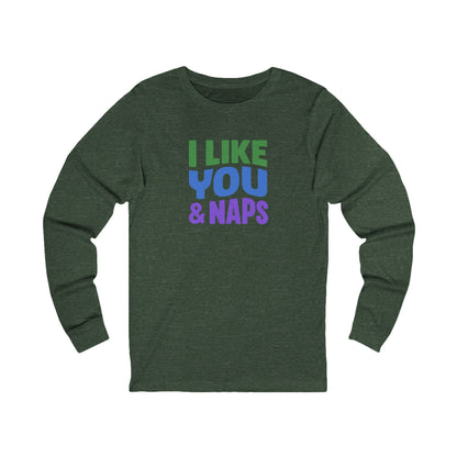 I Like You & Naps (Cool Gradient) — Retro Loungewear Long Sleeve (Dark)