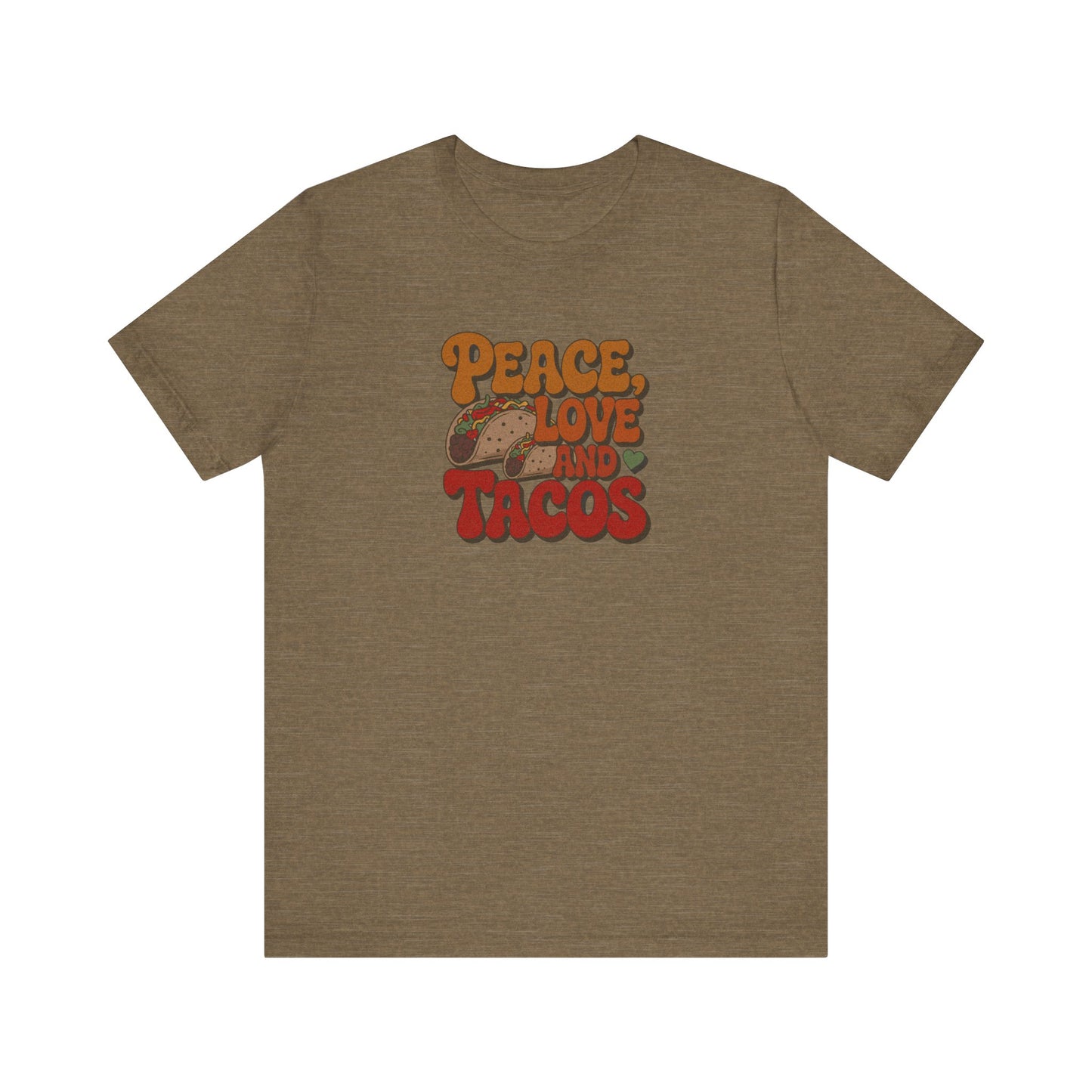 Peace, Love, and Tacos — Retro Foodie Tee (Light)