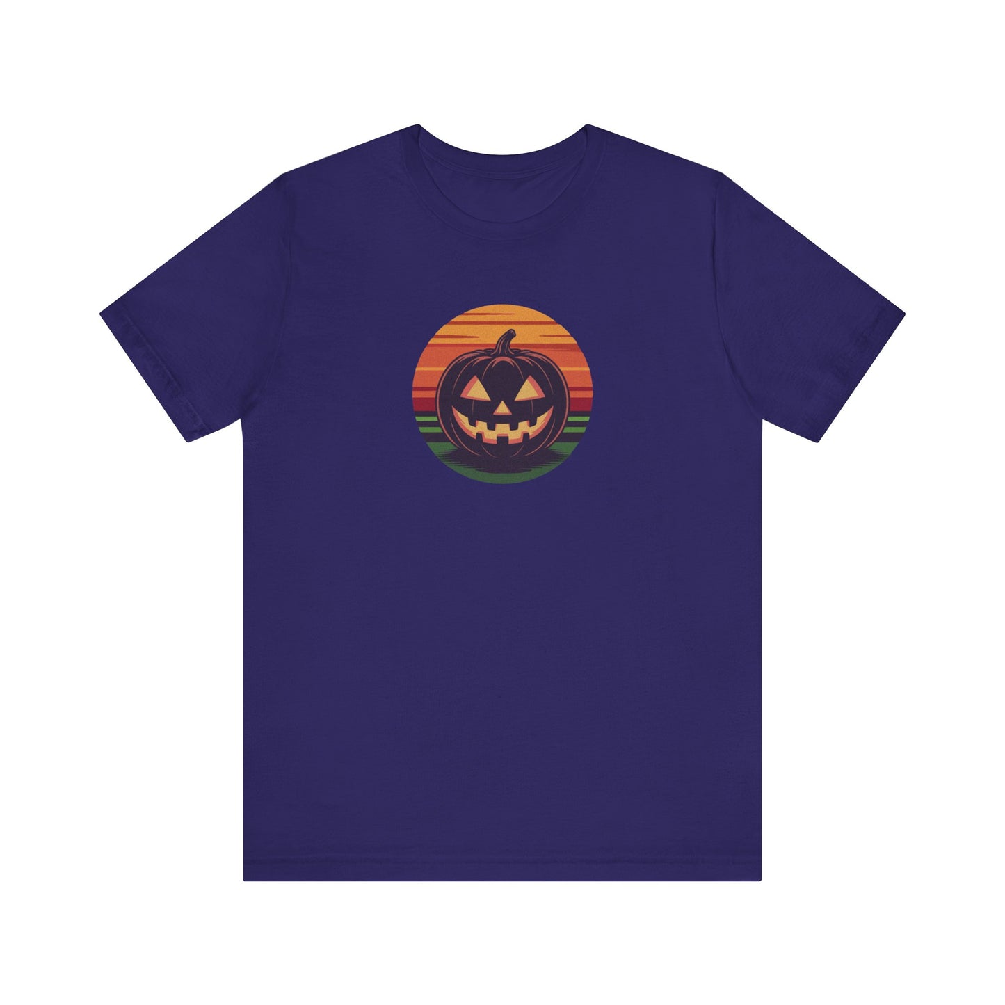 Retro Jack: Glowing Classic — Halloween Sunset Tee (Dark)