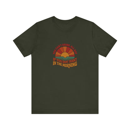 You Can't Drink All Day PSA — Retro Sunrise Tee (Dark)