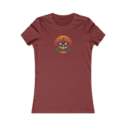Retro Jack: Bold Grin — Halloween Sunset Women's Tee (Dark)