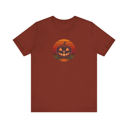 Retro Jack: Bold Grin — Halloween Sunset Tee (Dark)