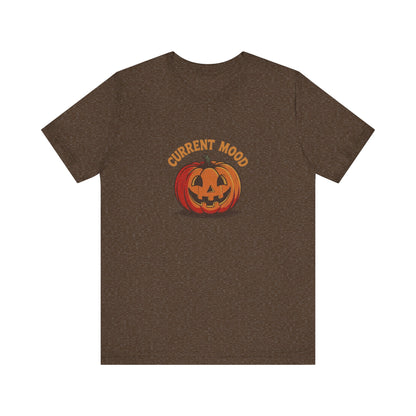 Current Mood (Classic Pumpkin) — Retro Halloween Tee (Dark)