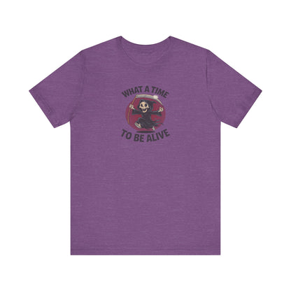 What a Time to Be Alive — Not-So-Grim Reaper Retro Tee (Light)