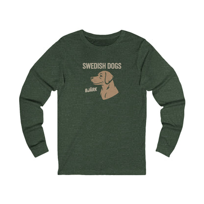 His Bjärk Is Worse Than His Bite – Minimalist Dog Pun Retro Long Sleeve (Dark)