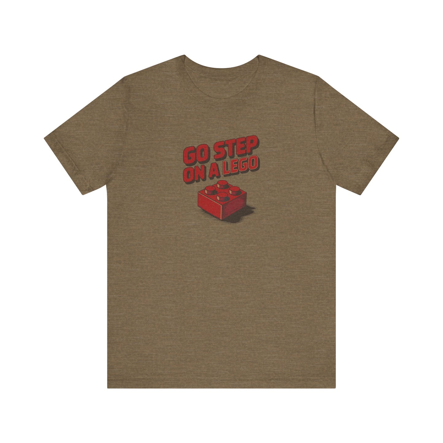 Go Step on a LEGO — Red Plastic Brick Retro Tee (Light)