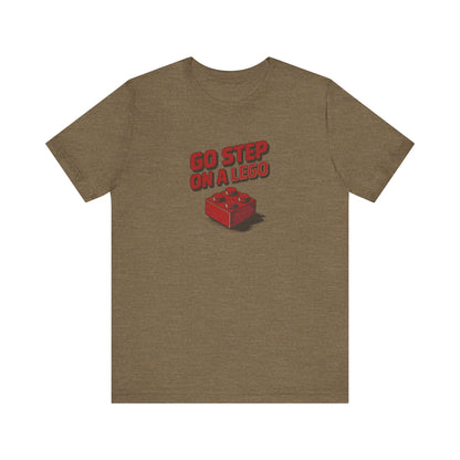 Go Step on a LEGO — Red Plastic Brick Retro Tee (Light)