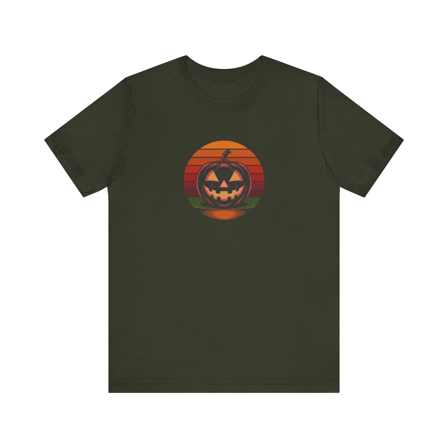 Retro Jack: Bold Grin — Halloween Sunset Tee (Dark)