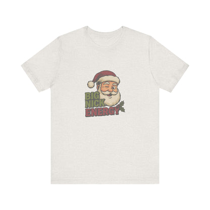 Big Nick Energy — Retro Santa Christmas Tee (Light)