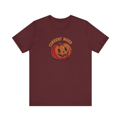 Current Mood (Cute Pumpkin) — Retro Halloween Tee (Dark)