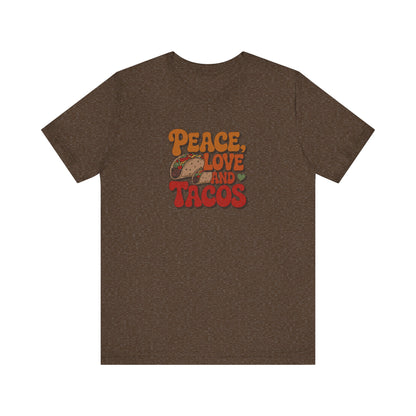Peace, Love, and Tacos — Retro Foodie Tee (Dark)