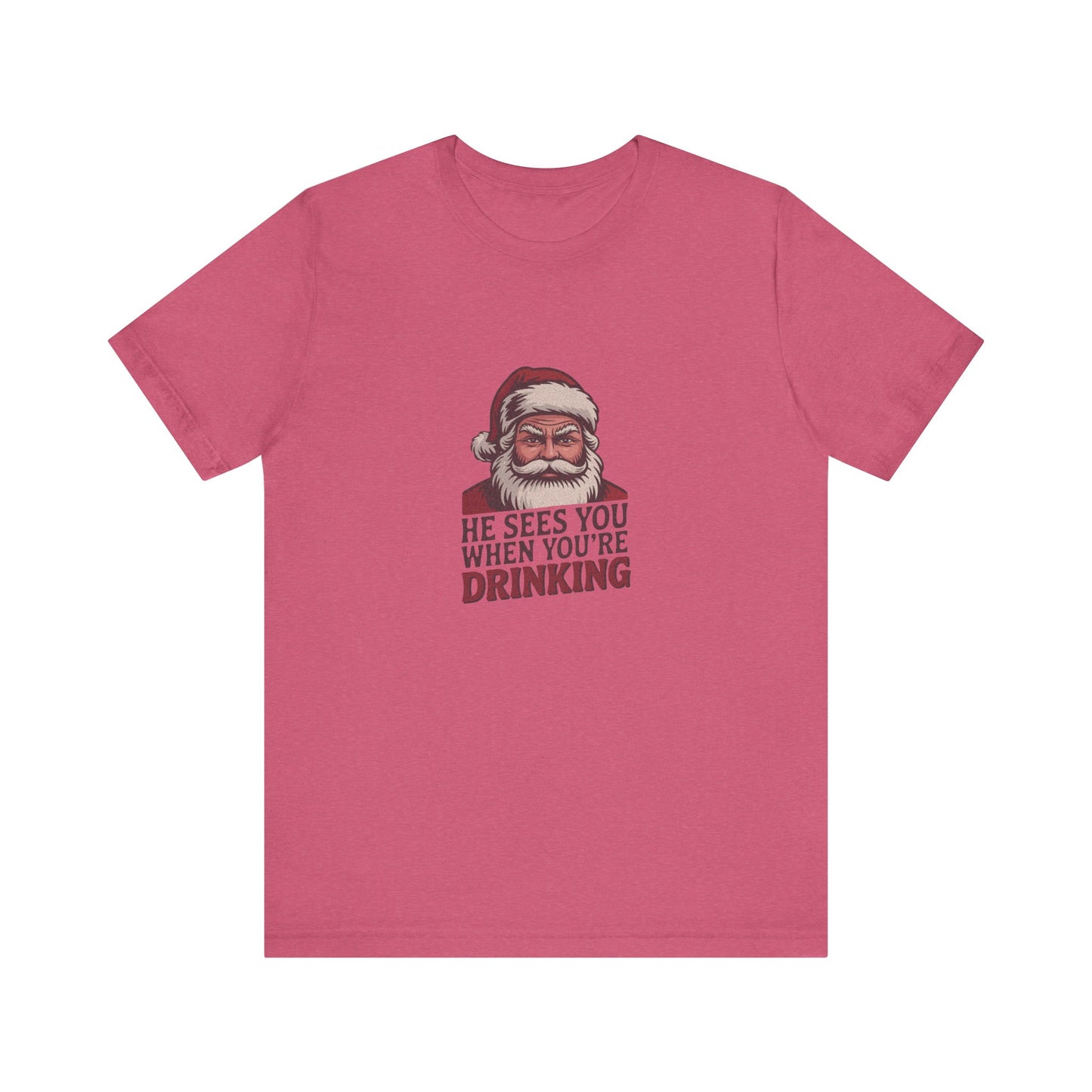 He Sees You When You're Drinking — Judgmental Santa Retro Tee (Light)