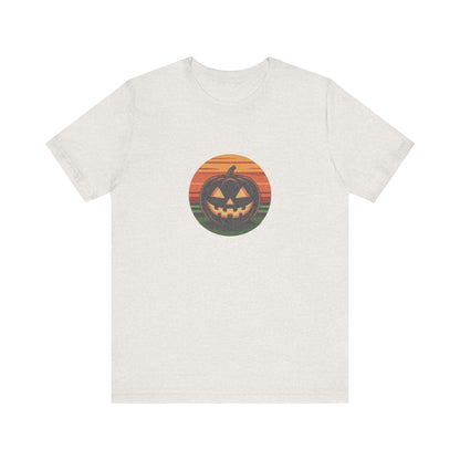 Retro Jack: Glowing Classic — Halloween Sunset Tee (Light)
